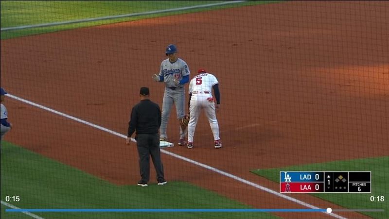 大谷翔平敲出首局首打席三壘安打，跑回第1分。（圖／翻攝自MLB官網）