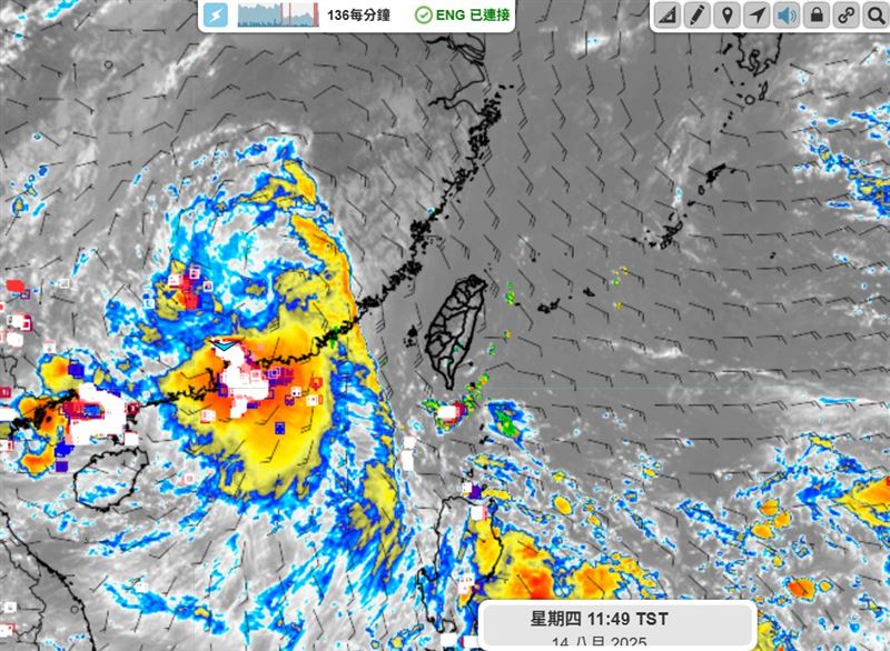吳聖宇表示，楊柳颱風已遠離台灣，但颱風尾卻給香港一帶引發了旺盛對流降雨。（圖／翻攝自吳聖宇臉書）