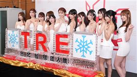「TRE台北國際成人展」河北彩伽領，率領明里紬、神木麗、miru、伊藤舞雪、七澤米亞、櫻空桃、石川澪、涼森玲夢、宮下玲奈、金松季步及西宮夢。（圖／記者鄭孟晃攝影）