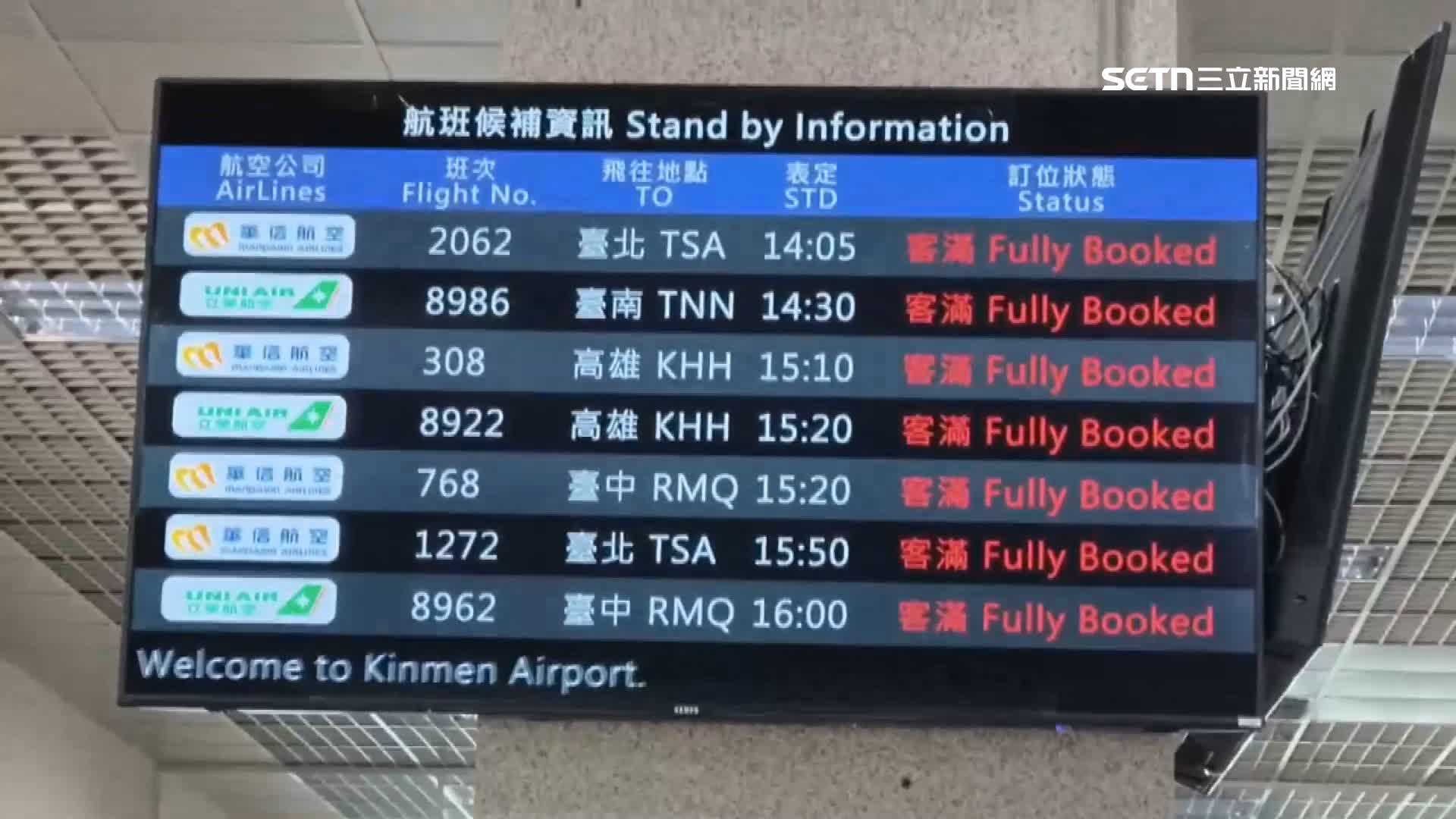 飛回台灣的航班都呈現客滿狀態