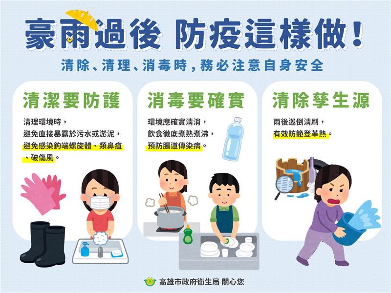 尤其污水入侵地區務必徹底清潔消毒蓄水池。（圖／翻攝畫面）