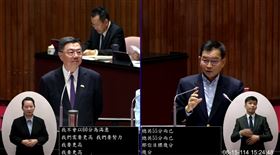 賴士葆質詢卓榮泰時秀出ChatGPT的評分。（圖／翻攝畫面）