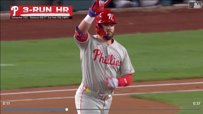 舒瓦伯（Kyle Schwarber）炸裂本季第43轟。（圖／翻攝自MLB官網）