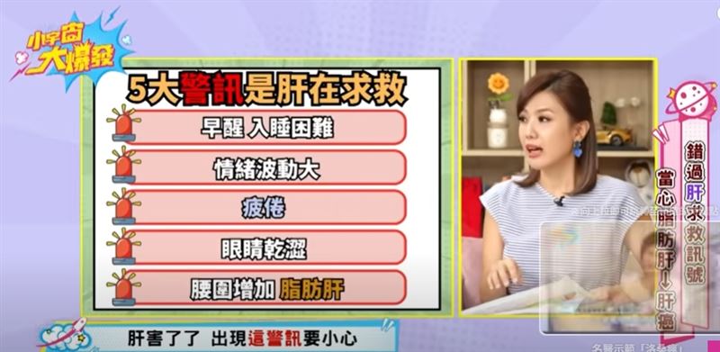 譚敦慈指出，如果容易疲勞、眼乾、常失眠，代表肝在求救。（圖／翻攝自《小宇宙大爆發》YT）