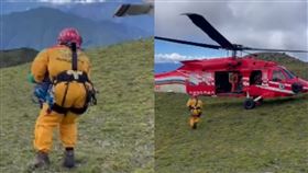 男童打電話報案後獲救，但阿公跟女山友已經身亡。（組合圖／翻攝自消防署特種搜救隊粉專）