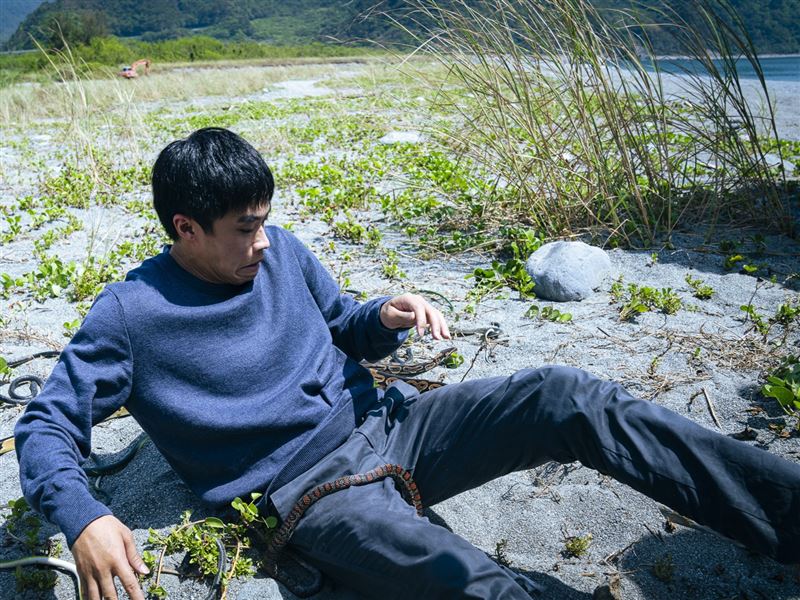 潘親御與多條蛇一起演出。（圖／大愛提供）