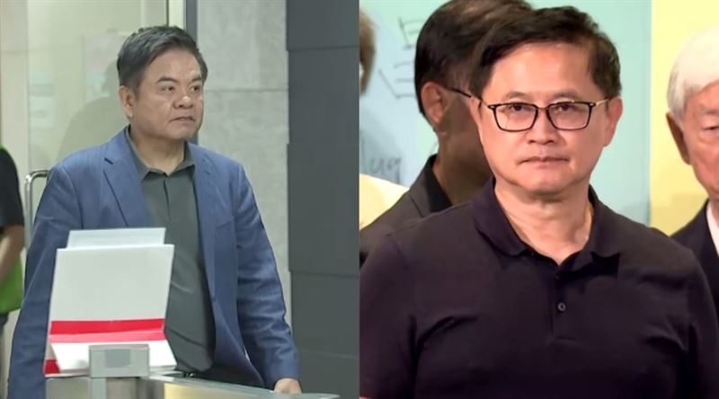 針對核廢料存放，童子賢（右）與莊瑞雄你來我往，莊嗆「核廢料放天母他搞不好第一個反抗」。（組合圖／翻攝畫面）