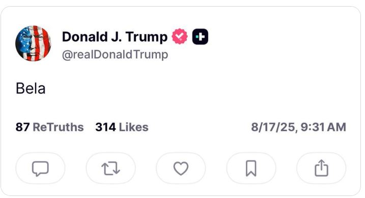 美國總統川普突然發文，引起議論。（圖／翻攝自Truth Social）