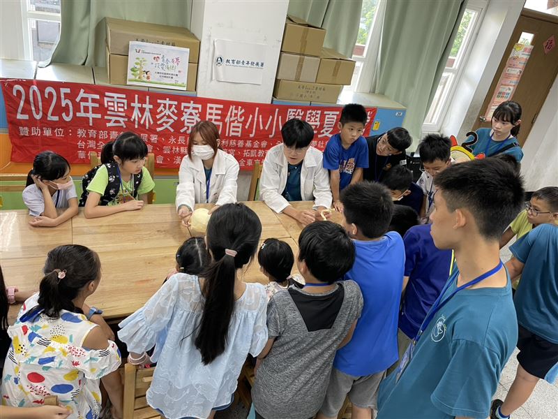 小小醫學營提供多元的課程,核心教案「豬心解剖」與「認識骨頭」讓孩子動手操作,深入了解人體構造與運作。(圖/馬偕醫學大學提供)