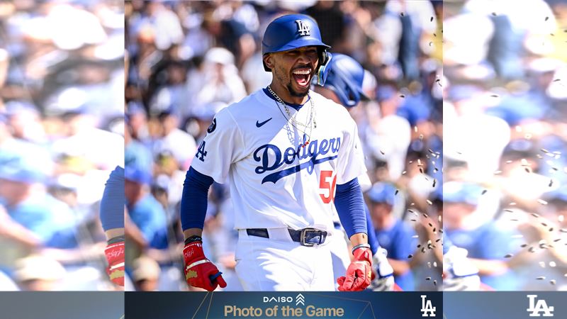 貝茲（Mookie Betts）18日8局下敲出超前全壘打。（圖／翻攝自道奇 X）