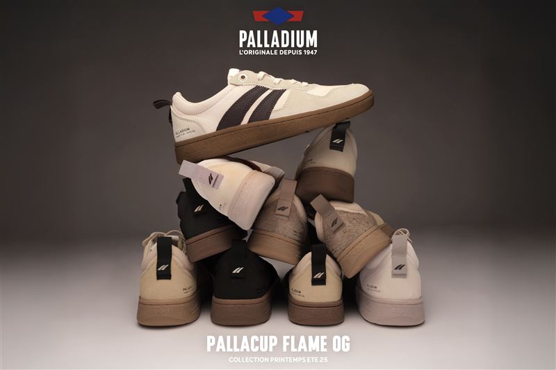 PALLADIUM PALLACUP FLAME復古薄底運動鞋奶茶系新色上市。（圖／品牌業者提供）