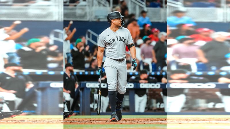 史坦頓（Giancarlo Stanton）和紅雀交手3連戰都沒有先發。（圖／美聯社／達志影像）