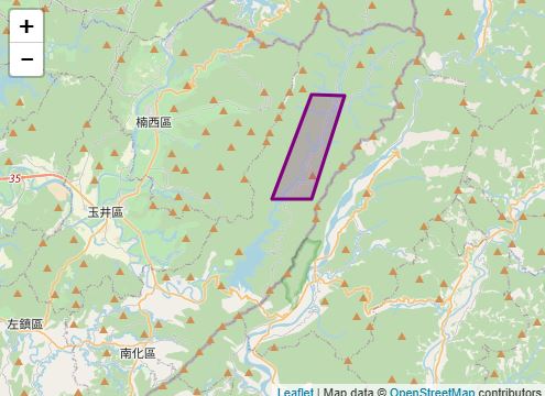 氣象署針對台南市南化區發布災防告警。（圖／翻攝自中央氣象署）