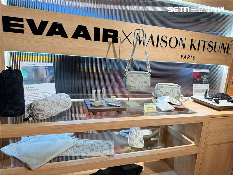 長榮航空與Maison Kitsune合作過夜包，將於10月3日開航的桃園—達拉斯航線，直到2026年1月1日才會應用到其他長途航線。（圖／記者李育道攝影）