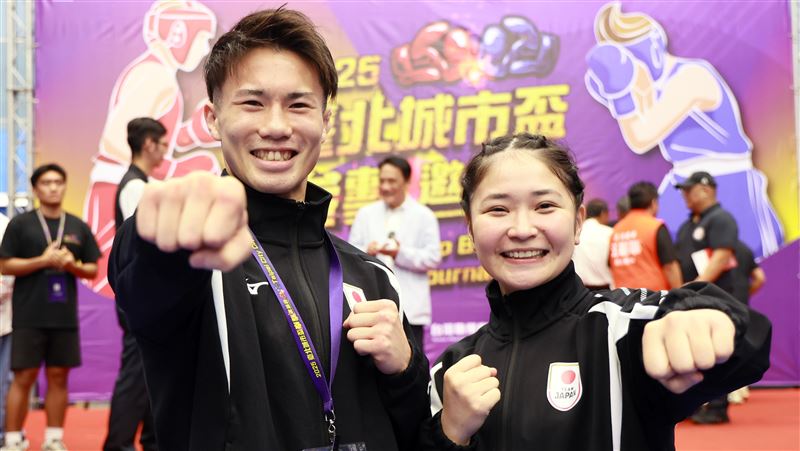 東京隊兩位奧運名將並木月海（Tsukimi Namiki，右）、男子原田周大（Harada Shudai）。（圖／臺北市政府體育局提供）