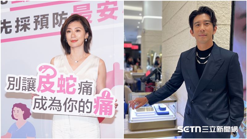 賈靜雯（左）喊話修杰楷也要去打疫苗。（圖／記者趙于瑩、杜沛學攝影）