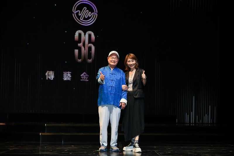劉福助（左）與郎祖筠（右）現身傳藝金曲獎彩排。（圖／三立提供）