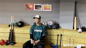 台鋼雄鷹板凳區貼上「太陽」圖片。（圖／記者張沛嘉攝影）