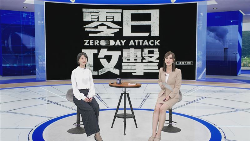2.連俞涵(左)為宣傳台劇《零日攻擊》接受黃筱純專訪。 （圖／鏡電視提供）