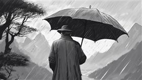 山上驟雨撿一把傘救急…竟被「傘中鬼」跟回家！1決定讓他成大老闆（圖／AI生成）