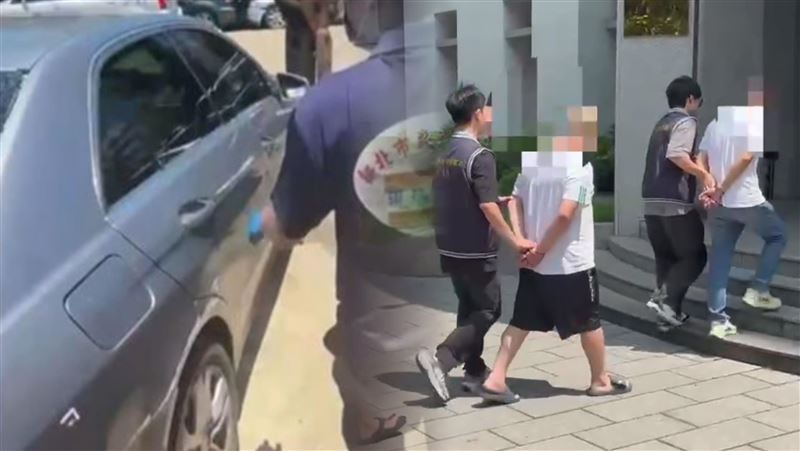 高姓男子率人朝賓士車開槍。警方逮捕4名涉案人到案。（圖／翻攝畫面）