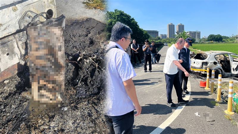 槍手焚毀車輛時忘了取走車牌，沒想到卻讓警方就此多了一條線索。（圖／翻攝畫面）
