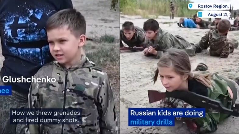 俄羅斯軍訓課引爭議，83名兒童學投手榴彈與槍械操作，最小僅8歲。(圖/翻攝X@DWnews)
