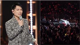 楊宗緯跌落舞台（圖／翻攝自微博）