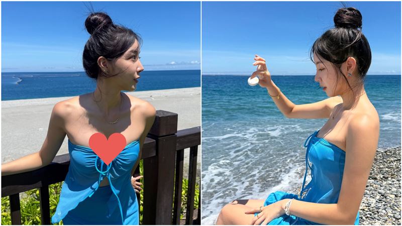 安芝儇花蓮海邊解放！胸前綁帶包不住巨乳