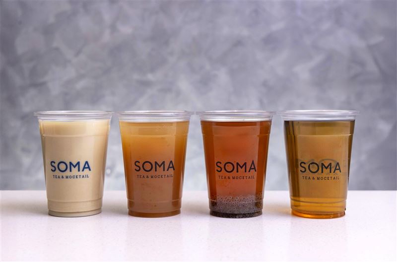 SOMA特調飲品全新「蜜隱烏龍」系列4款風味飲品 蜜隱烏龍精粹茶歐雷、純青森蜜隱烏龍、青梅蜜隱烏龍、純蜜隱烏龍。(圖/品牌業者提供)