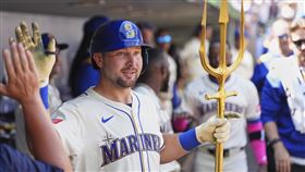 洛利（Cal Raleigh）25日轟出單場雙響砲。（圖／美聯社／達志影像）