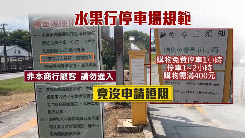 即便清楚寫明非本商行顧客請勿進入，但這停車場可是沒合法申請登記證