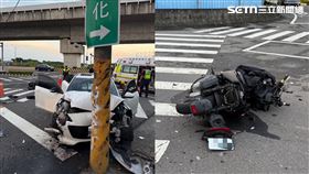 台南,台南市,歸仁區,騎士,手臂,號誌,生命,車禍,電桿,車禍,違規圖片描述。（圖／翻攝畫面）