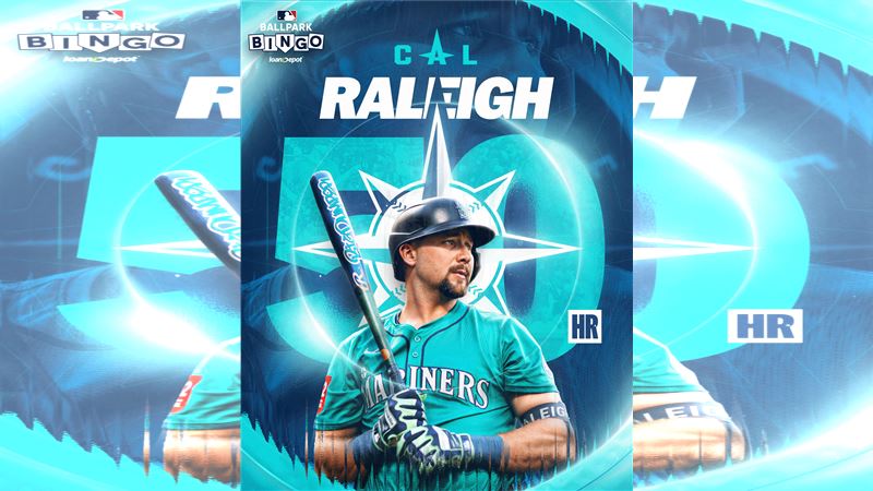 洛利（Cal Raleigh）26日敲出本季第50轟。（圖／翻攝自MLB x ）