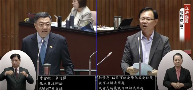 張啓楷（右）質詢卓榮泰（左）。（圖／翻攝自國會頻道）