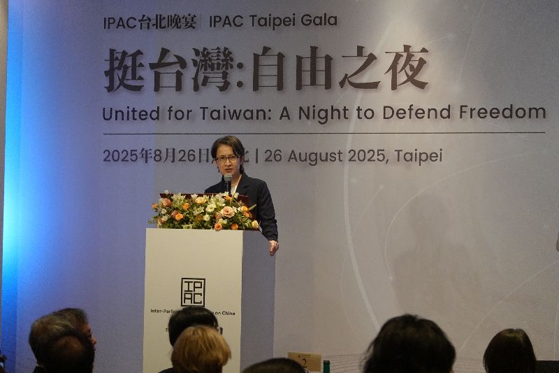 蕭美琴說，台灣民主艱辛但沒有放棄的權利。（圖／中央社）