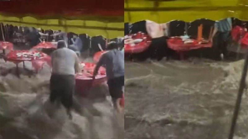 真·流水席！婚宴突暴雨　賓客泡水淹膝蓋