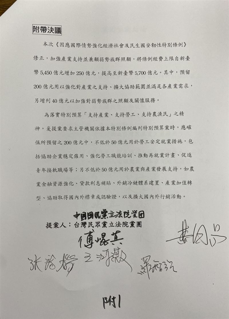 韌性條例院長朝野協商結論出爐，預算中電力強化之用途與預算上限送交院會處理。（圖／翻攝畫面）