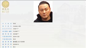 白狼之子張瑋遭列「外逃通緝犯」名單，檢舉獎金最高25萬元圖片描述。（圖／翻攝自調查局網站）