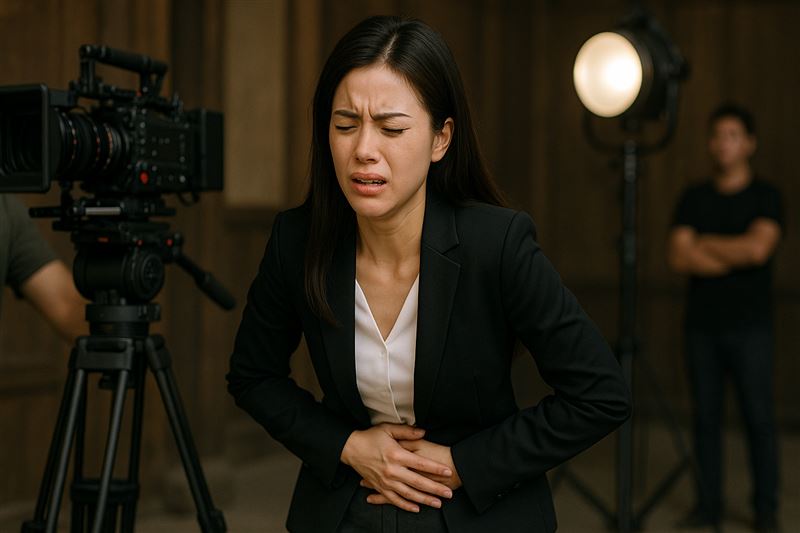 年僅24歲短劇女演員小雯（化名）在片廠拍攝中當場吐血。（圖／AI示意圖非當事人）