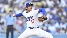 大谷翔平先發5局失1分，拿下轉戰道奇首勝。（圖／美聯社／達志影像）