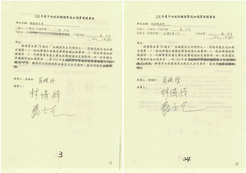 總統府與眾多部會所提追加預算，遭翁曉玲以不符預算法規定為由，提案「全數刪除」。（圖／翻攝畫面）