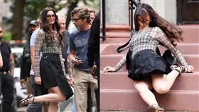 安海瑟薇在片場拍攝時不慎摔下樓梯，讓粉絲相當憂心。（圖／翻攝自微博）