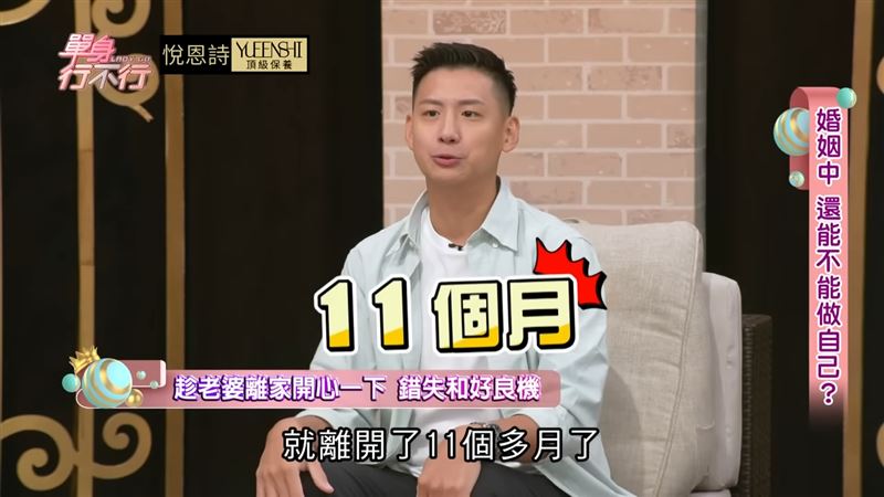 施捷夫妻子離家近1年。（圖／翻攝自《單身行不行》YouTube）