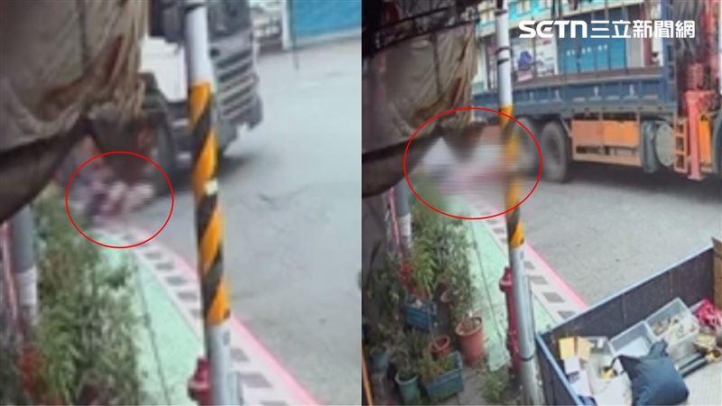 雙方發生擦撞，邱女摔車遭吊車3個巨輪接連輾過爆頭，當場失去生命跡象。（圖／民眾提供）