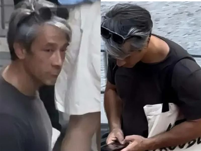近日，吳嘉龍在香港鬧區等巴士時被拍到，行為怪異引關注。（圖／翻攝自微博）