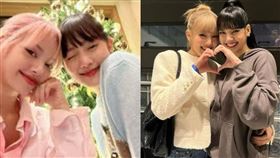 BLACKPINK成員Lisa(左)，近日與(G)I-DLE成員Minnie(右)，兩人是非常親近的閨蜜。（圖／翻攝自網路）