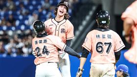 林佳緯敲出再見安。（圖／統一獅提供） 