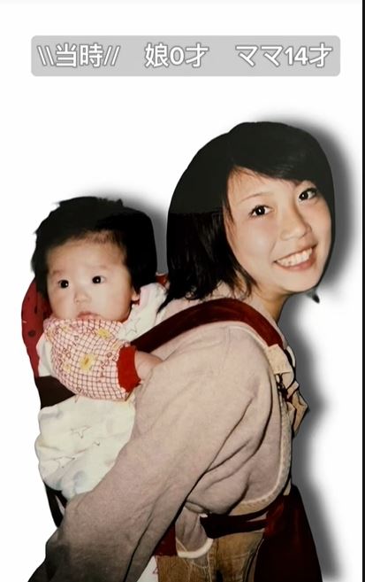 Yuka在網路分享她14歲當媽的照片，當時她還是國中生。（圖／翻攝自TikTok @gigacoro）