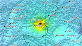 阿富汗東部8月31日深夜發生規模6.0強震，英媒報導目前確認20人罹難。（圖／翻攝自USGS官網）